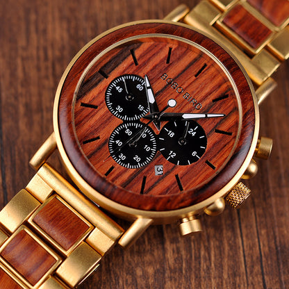 Reloj de madera para hombre Reloj de madera maciza con movimiento Miyota