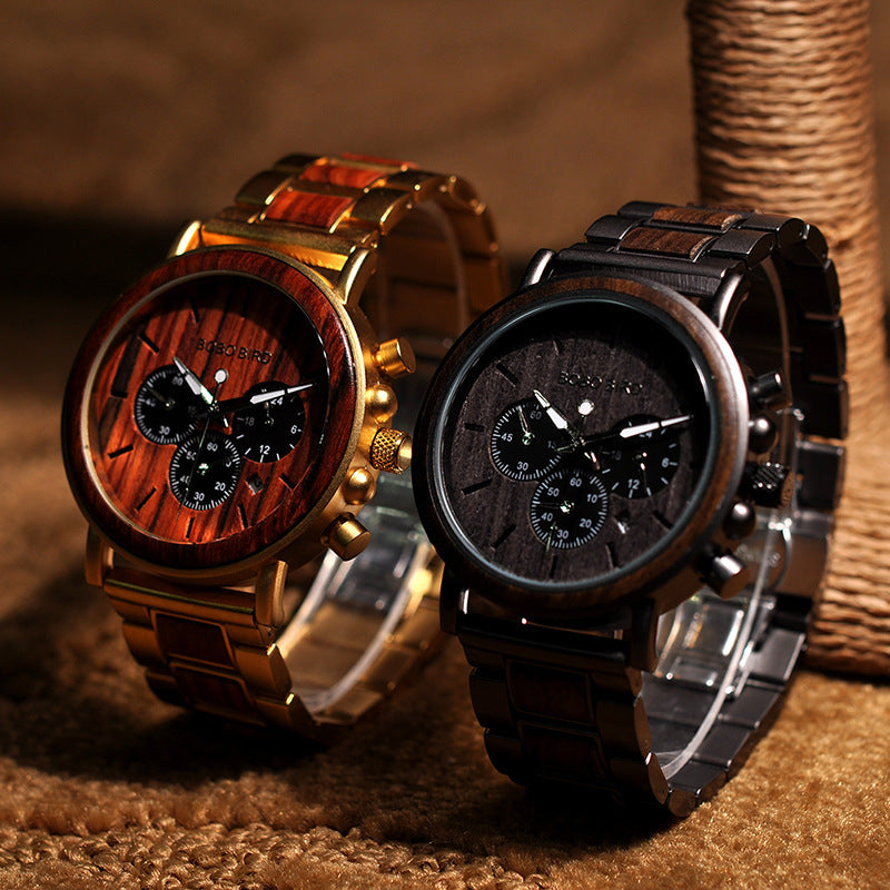 Reloj de madera para hombre Reloj de madera maciza con movimiento Miyota