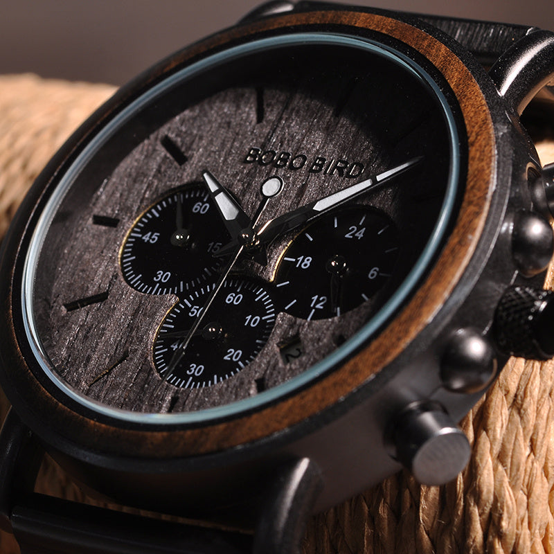 Reloj de madera para hombre Reloj de madera maciza con movimiento Miyota