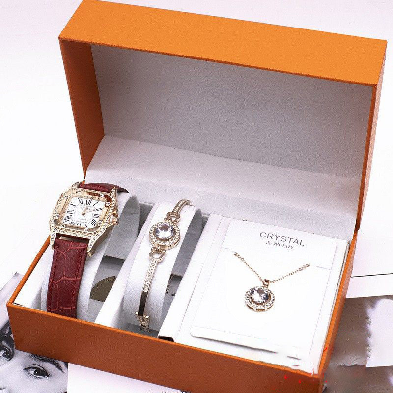 Conjunto de relojes de pulsera Relojes de comercio exterior para mujer Nuevos collares Pulseras Relojes de pulsera para mujer