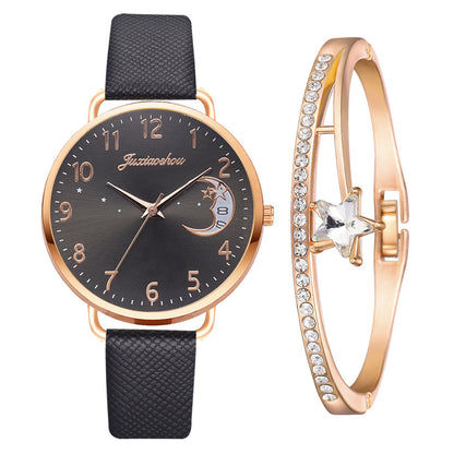 Hermoso reloj de cuarzo con diseño de luna para mujer, con correa y esfera, reloj de pulsera para mujer, reloj femenino, envío directo