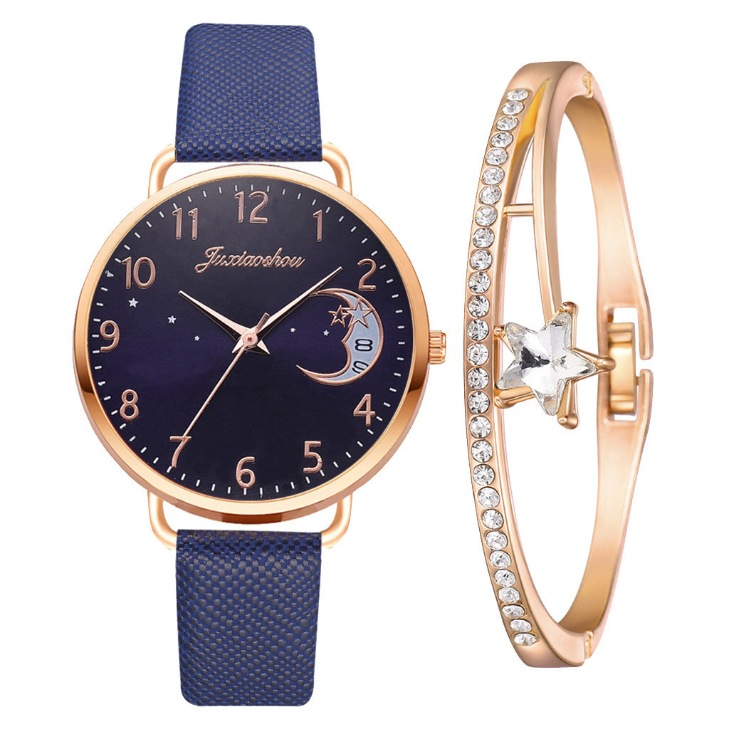 Hermoso reloj de cuarzo con diseño de luna para mujer, con correa y esfera, reloj de pulsera para mujer, reloj femenino, envío directo