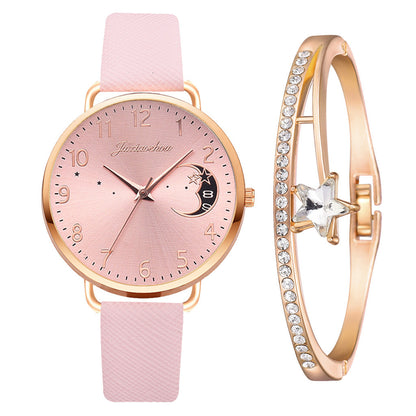 Hermoso reloj de cuarzo con diseño de luna para mujer, con correa y esfera, reloj de pulsera para mujer, reloj femenino, envío directo