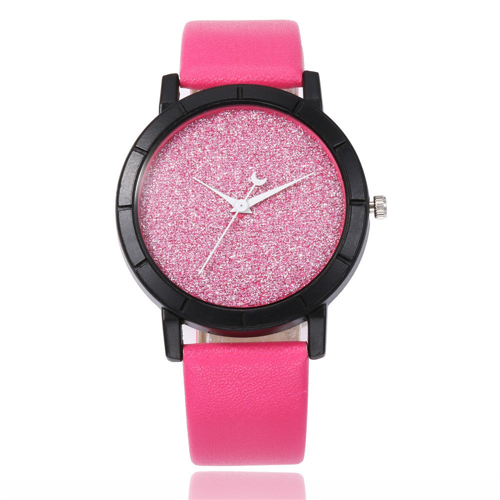 Fashion And Simple Gypsophila Belt Watch Women's Frosted Moon Pointer Quartz Watch Student Couple Watch