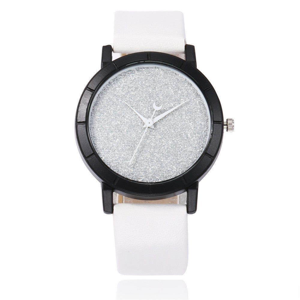 Fashion And Simple Gypsophila Belt Watch Women's Frosted Moon Pointer Quartz Watch Student Couple Watch