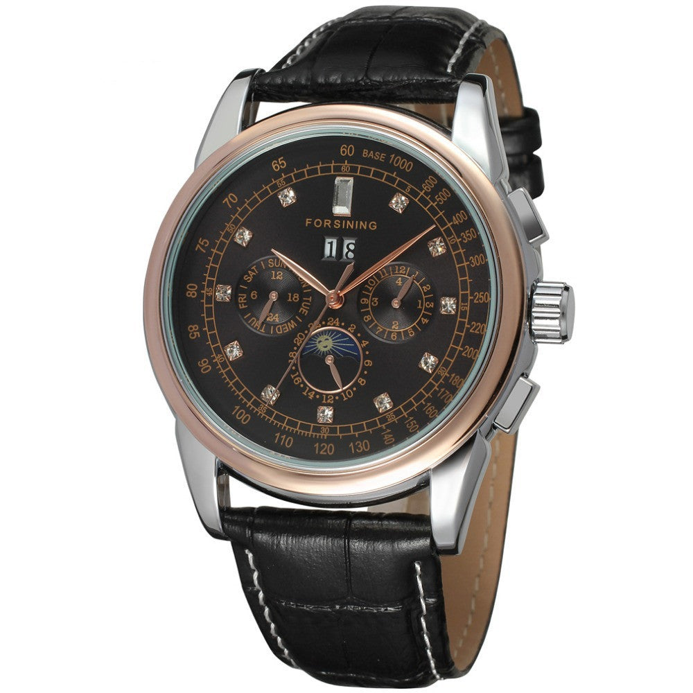 Shanghai Movement Tourbillon Sun Moon Star Automatic Mechanical Watch