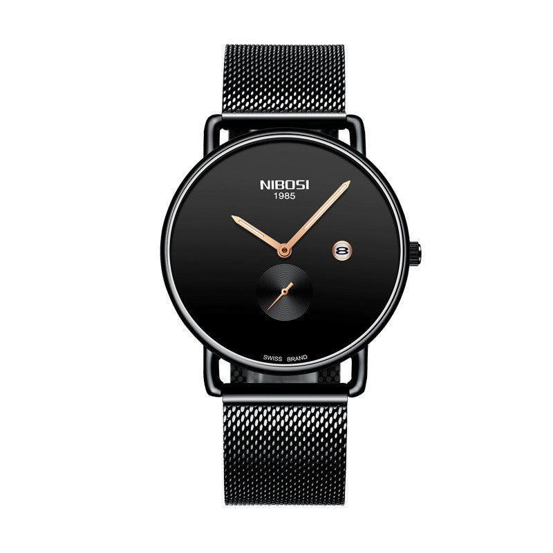 Reloj para hombre, ultrafino, luminoso, resistente al agua, correa de acero inoxidable, reloj de cuarzo para hombre