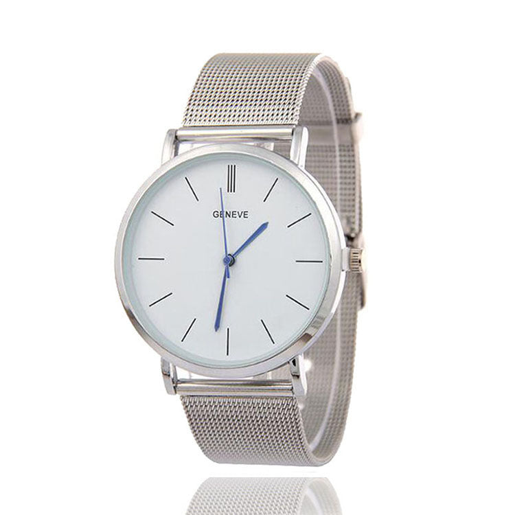 Geneva Stainless Steel Mesh Strap Watch Ultra-Thin Geneva Men'S And Women'S Business Watches