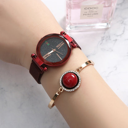 Reloj de cuarzo ligero de lujo para mujer, resistente al agua, reloj de moda, pulsera, juego de regalo de cinco piezas