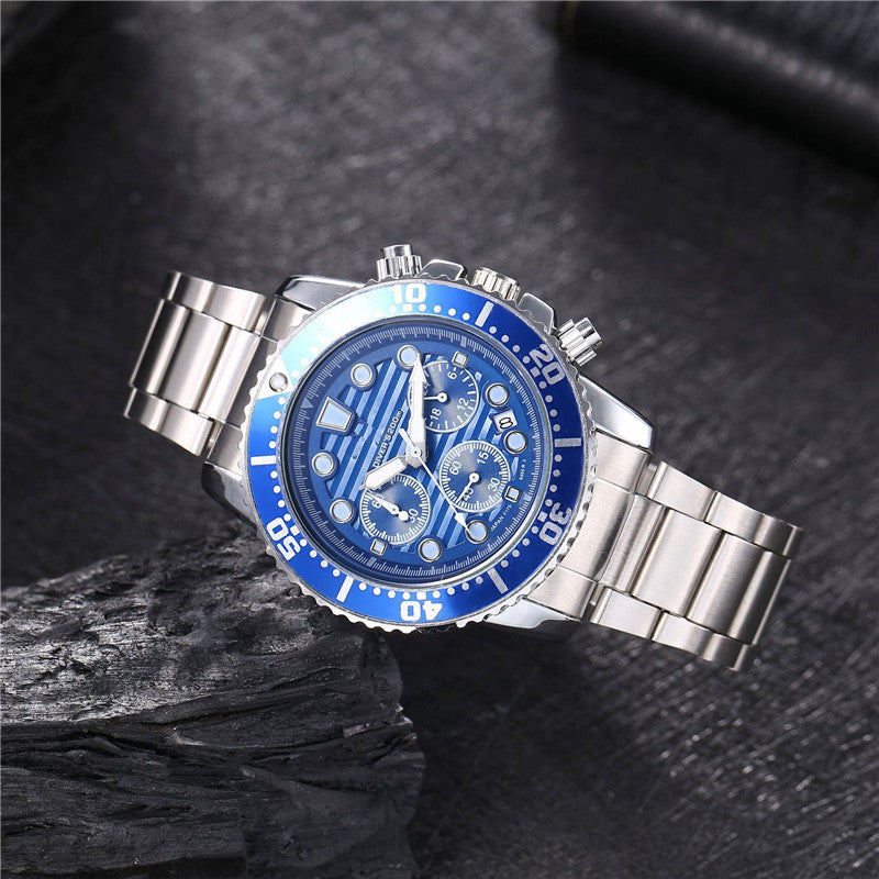 Six-pin Striped Men's Steel Belt Business Tape Casual Quartz Watch