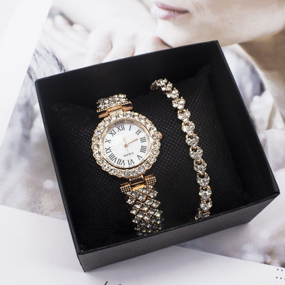 Reloj de pulsera para mujer, reloj de moda con diamantes, conjunto de relojes de comercio exterior