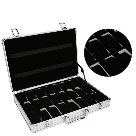 24 Grid Aluminum Suitcase Case Display Storage Box Watch Sto