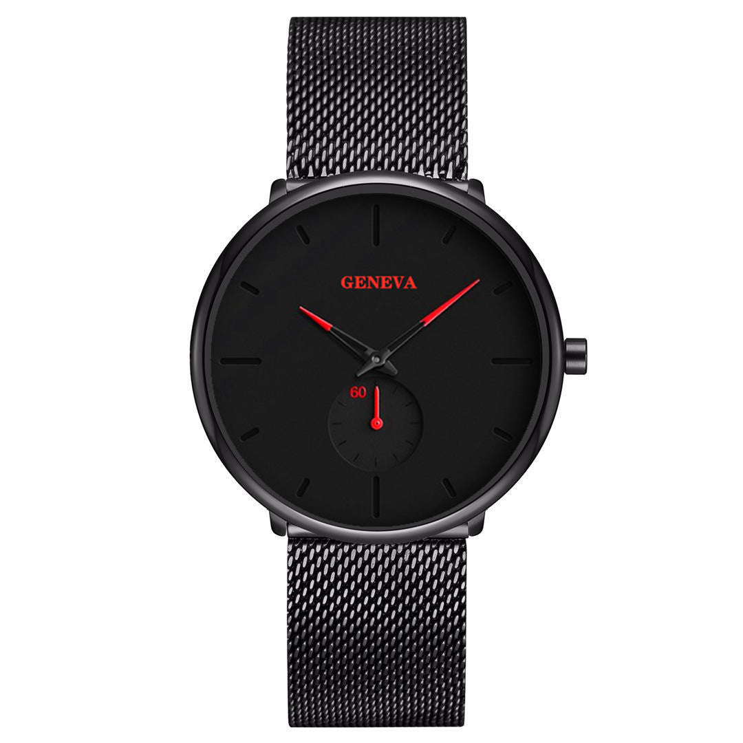 Reloj de pulsera de cuarzo de acero inoxidable de marca Ginebra para hombre, reloj de pulsera analógico, reloj de pulsera