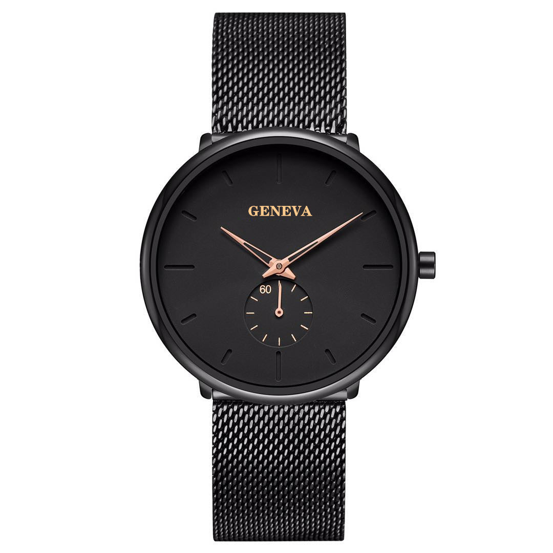 Reloj de pulsera de cuarzo de acero inoxidable de marca Ginebra para hombre, reloj de pulsera analógico, reloj de pulsera