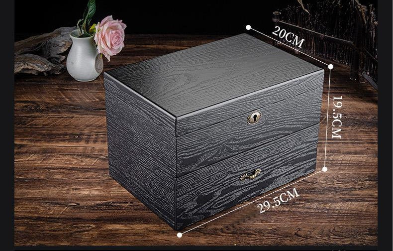 Fraxinus Mandshurica Wooden Watch Box Storage Box Black Watch Mechanical Lock  Storage Box