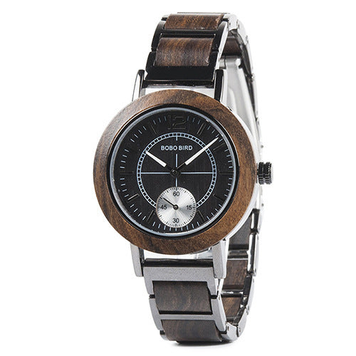 Reloj de madera BOBOBIRD Reloj de pareja Montura de mano de madera