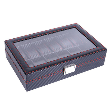 Carbon Fiber PU Leather 12-digit Watch Box