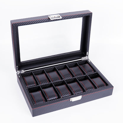 Carbon Fiber PU Leather 12-digit Watch Box