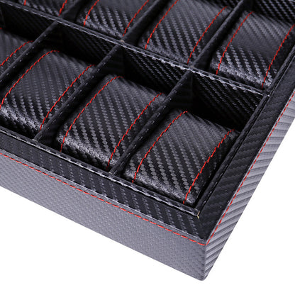 Carbon Fiber PU Leather 12-digit Watch Box