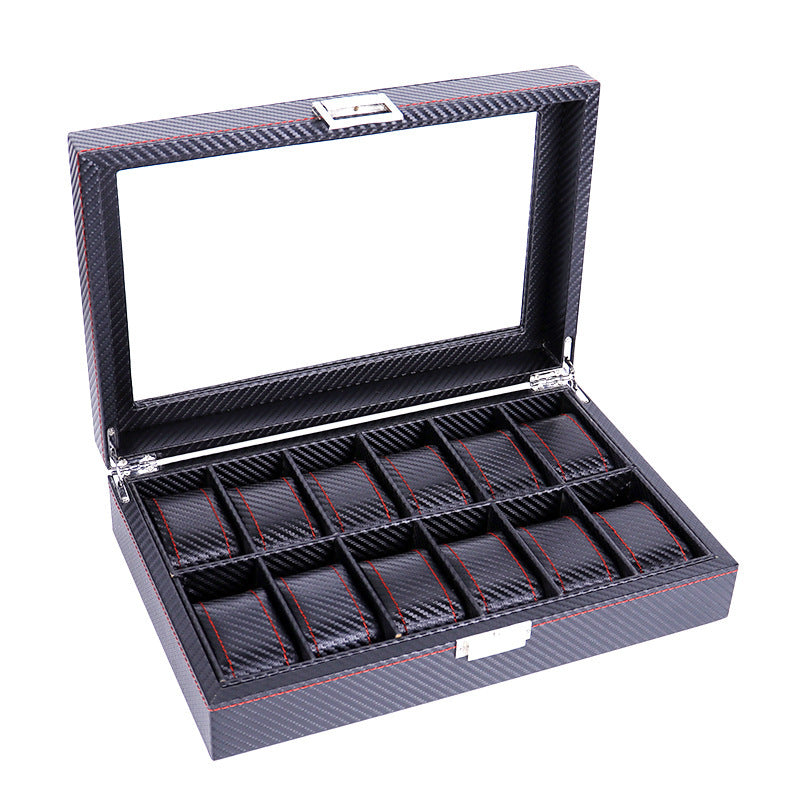 Carbon Fiber PU Leather 12-digit Watch Box