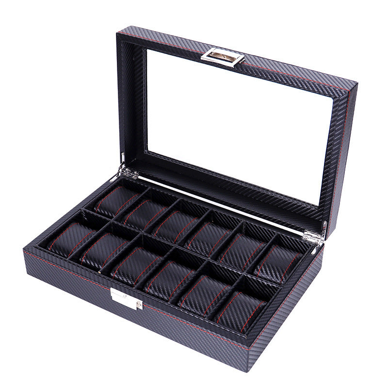 Carbon Fiber PU Leather 12-digit Watch Box