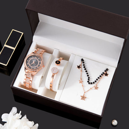 Quartz Watch Fashion Women's Casual Watch Color Preserving Bracelet Necklace Gift Box Set