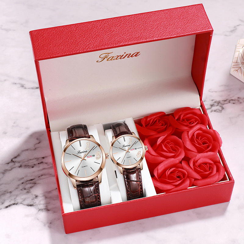 Fasina Couple Models For Life 1314 Reloj Simple para Mujer, Conjunto de Reloj de Regalo para el día de San Valentín para Hombre