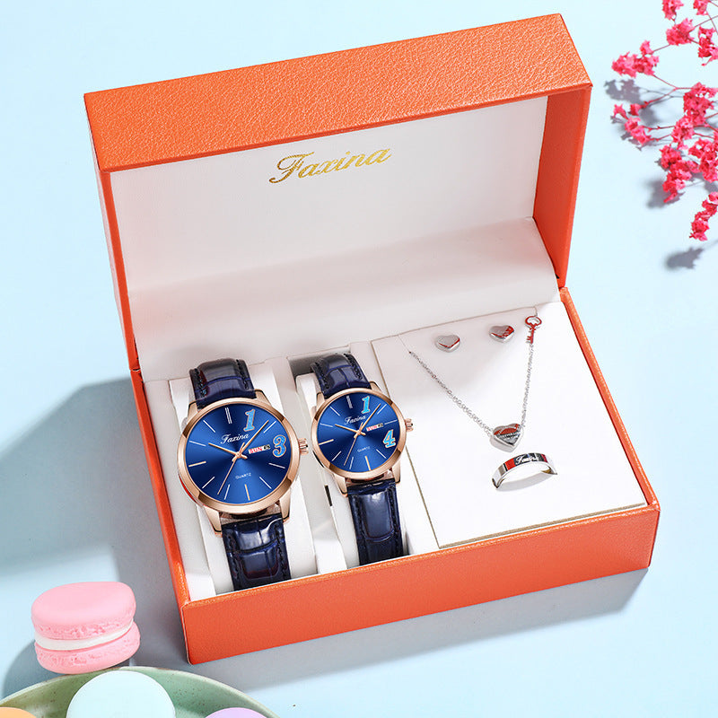 Fasina Couple Models For Life 1314 Reloj Simple para Mujer, Conjunto de Reloj de Regalo para el día de San Valentín para Hombre