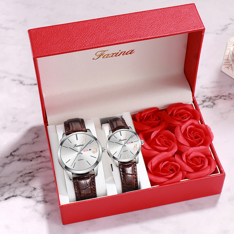 Fasina Couple Models For Life 1314 Reloj Simple para Mujer, Conjunto de Reloj de Regalo para el día de San Valentín para Hombre