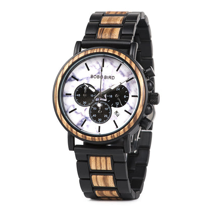 BOBO BIRD Relojes de madera para hombre, reloj masculino de primera marca de lujo, elegante reloj cronógrafo militar, un gran regalo para hombres OEM