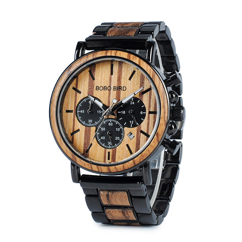 BOBO BIRD Relojes de madera para hombre, reloj masculino de primera marca de lujo, elegante reloj cronógrafo militar, un gran regalo para hombres OEM