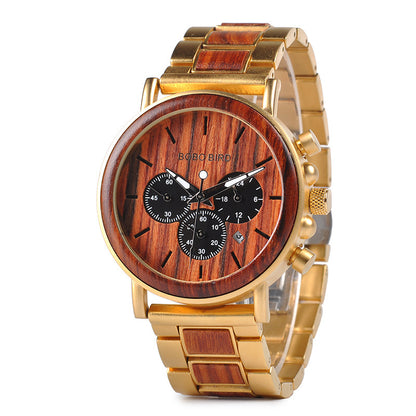 BOBO BIRD Relojes de madera para hombre, reloj masculino de primera marca de lujo, elegante reloj cronógrafo militar, un gran regalo para hombres OEM