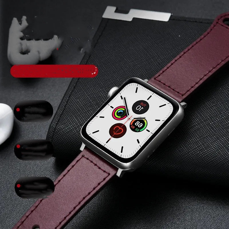 Apple、Apple Watch123456Se世代第1層レザーIwatchウォッチストラップと互換性あり