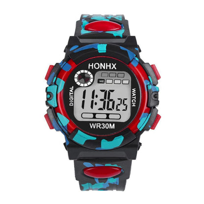 Reloj deportivo con calendario y cronógrafo digital resistente al agua y con camuflaje de un solo ojo