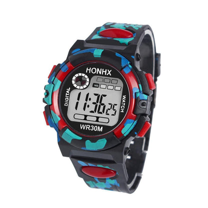 Reloj deportivo con calendario y cronógrafo digital resistente al agua y con camuflaje de un solo ojo