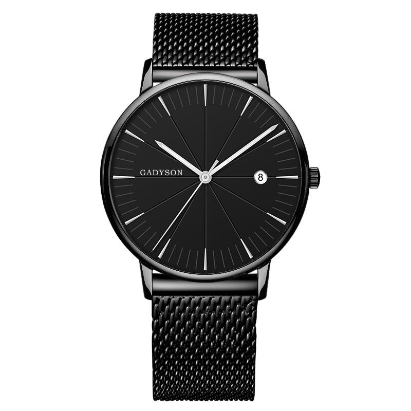 Reloj de hombre con calendario de negocios negro sencillo nuevo de Europa y Estados Unidos