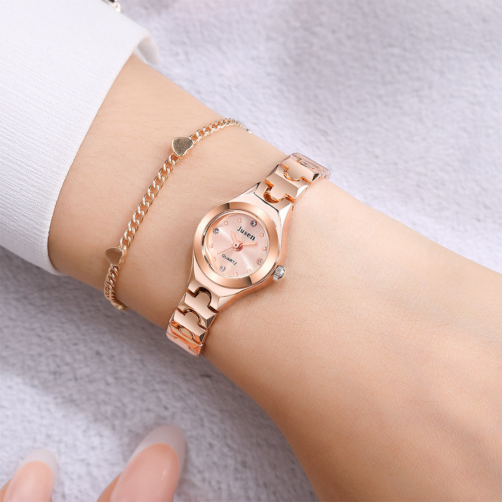 Reloj de pulsera de cuarzo pequeño y fino para mujer