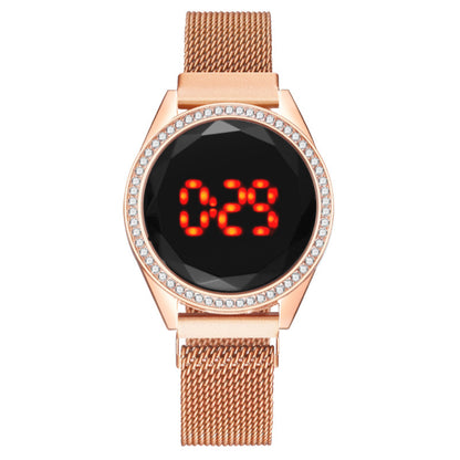 Reloj electrónico LED con diamantes incrustados para mujer, reloj para mujer, imán perezoso