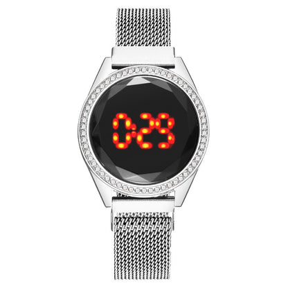 Reloj electrónico LED con diamantes incrustados para mujer, reloj para mujer, imán perezoso