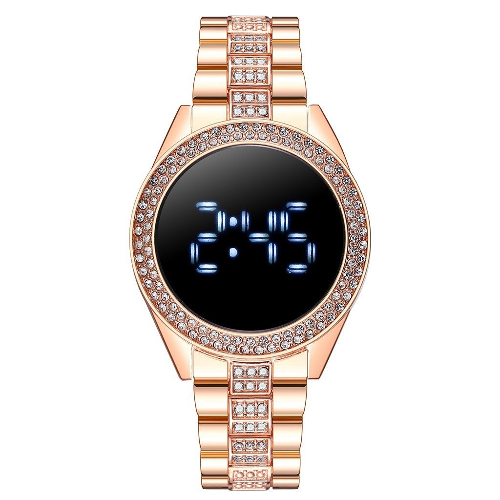 Reloj electrónico personalizado deportivo de moda para damas con incrustaciones de diamantes de nuevo estilo