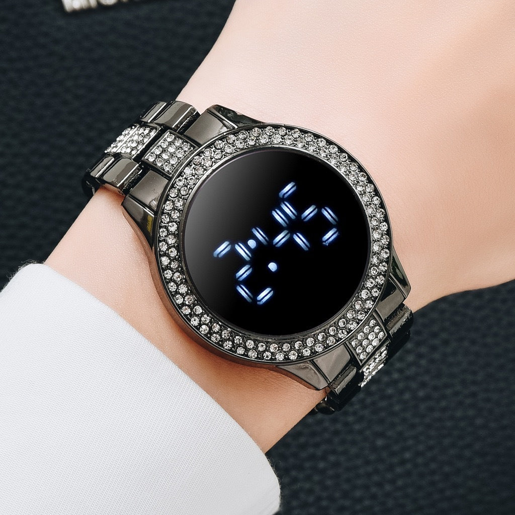 Reloj electrónico personalizado deportivo de moda para damas con incrustaciones de diamantes de nuevo estilo