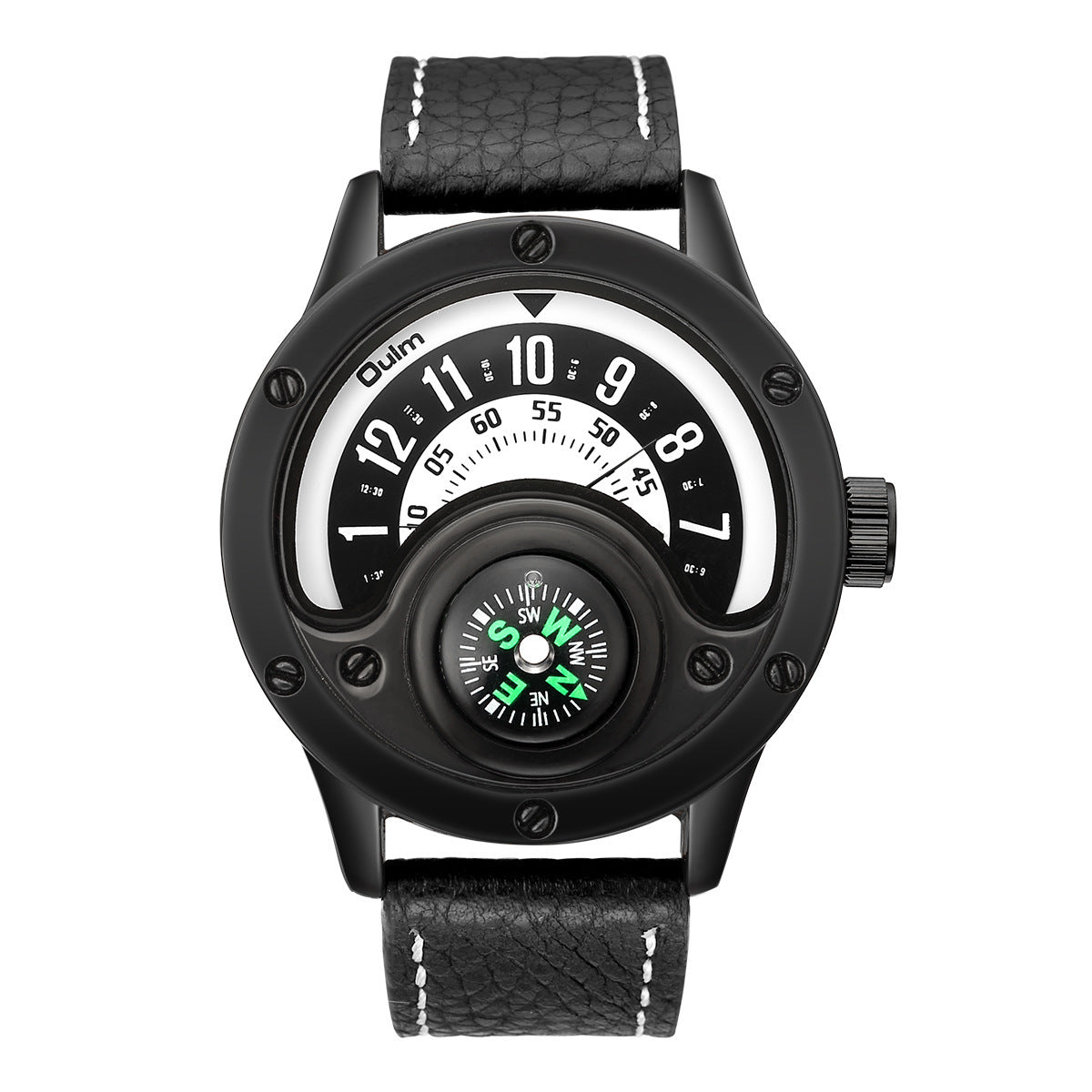 Nuevos relojes deportivos para hombre, brújula decorativa, diseño único, reloj de cuarzo para hombre, correa de cuero, reloj de pulsera informal para hombre