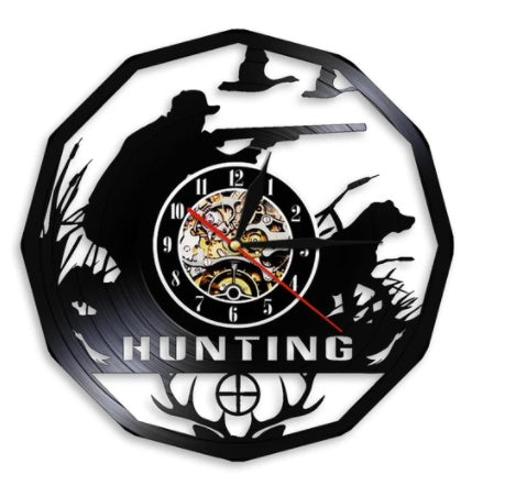 Nostalgic Clock Shotgun Hunting Dog Hunter Wall Clock