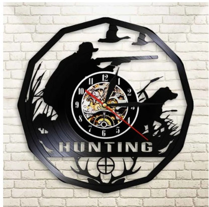 Nostalgic Clock Shotgun Hunting Dog Hunter Wall Clock