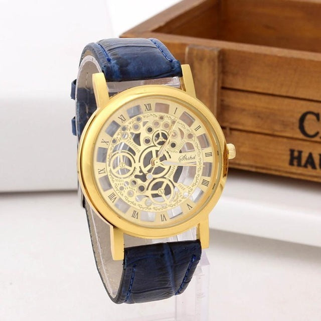 Reloj sencillo hueco transparente con números romanos