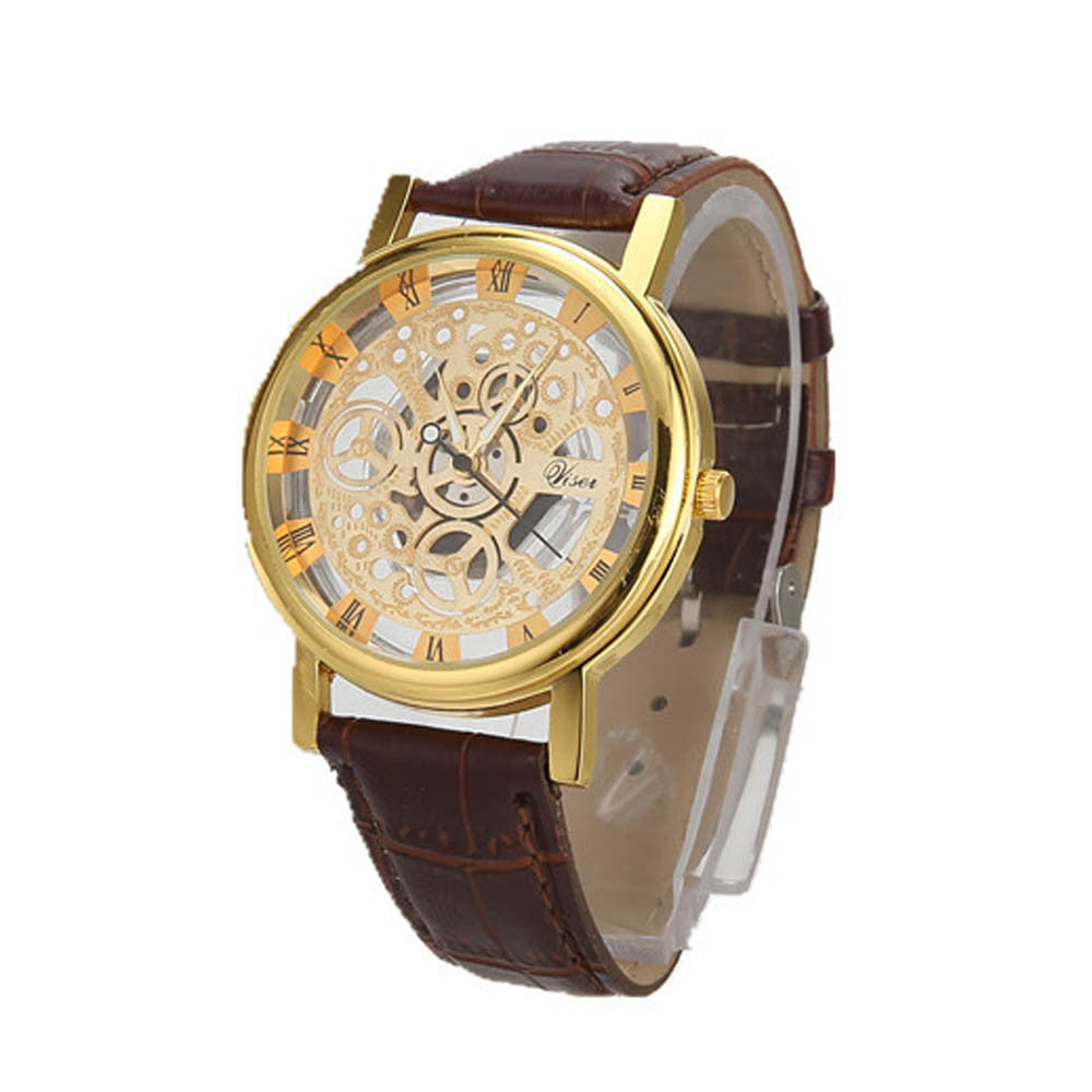 Reloj sencillo hueco transparente con números romanos