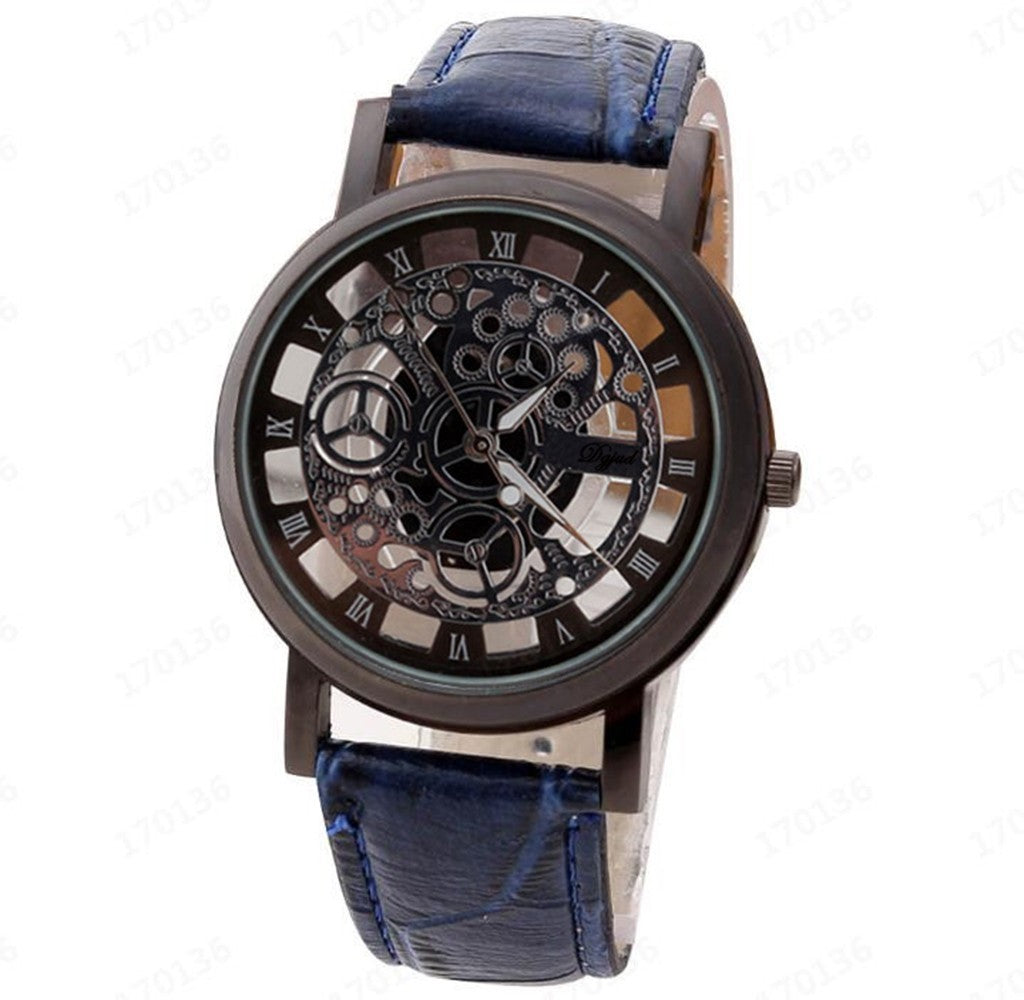 Reloj sencillo hueco transparente con números romanos