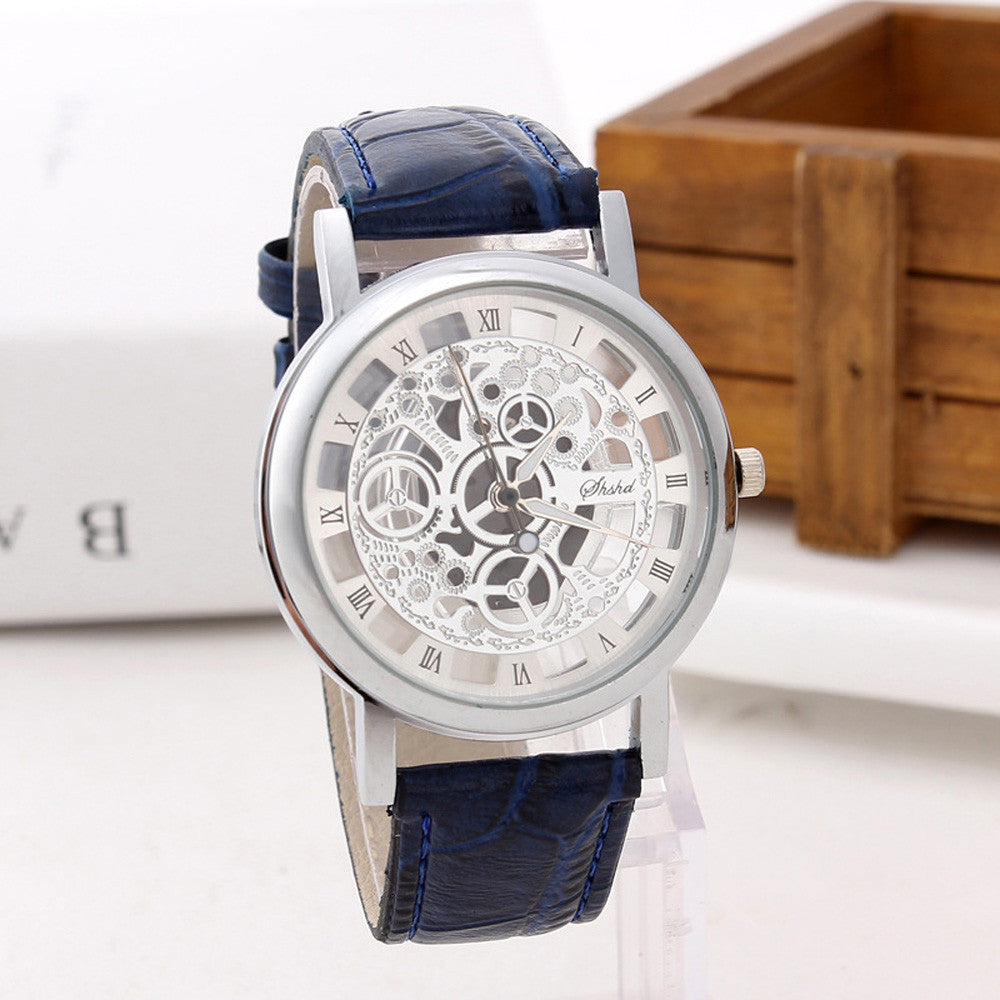Reloj sencillo hueco transparente con números romanos