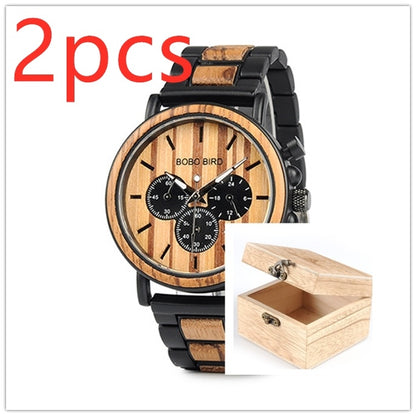 BOBO BIRD Relojes de madera para hombre, reloj masculino de primera marca de lujo, elegante reloj cronógrafo militar, un gran regalo para hombres OEM