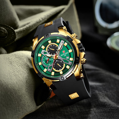 Men's Sports Watch Multifunction Chronograph Watch Silicone Luminous Waterproof